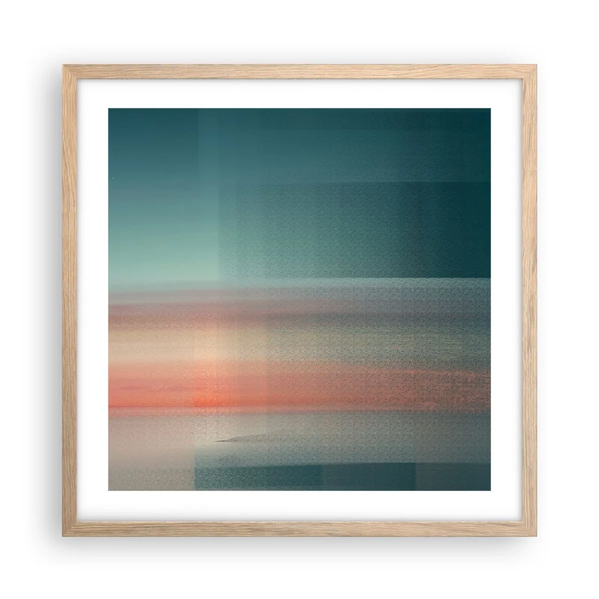 Poszter világos tölgy keretben - Absztrakt: fényhullámok - 50x50 cm