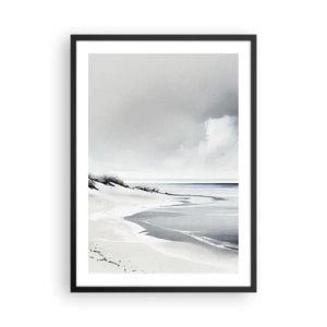 Poszter fehér keretben - Minimalista strand szürke árnyalatokban - 50x70cm - Mindig együtt - Modern fali dekoráció nappalihoz és hálószobához ARTTOR