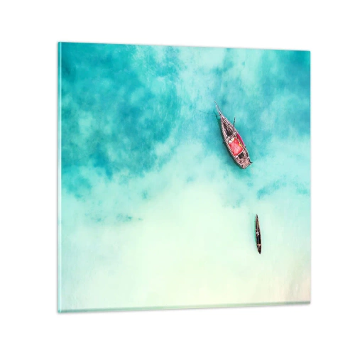 Üveg kép - A Zanzibár strandjain, amikor sok a víz... - 60x60 cm