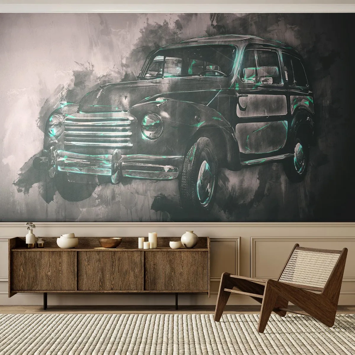 Fotótapéta Premium Sand - Tisztelt felmenő - Retro autó, Autóipari, Utazás - 100x70 cm