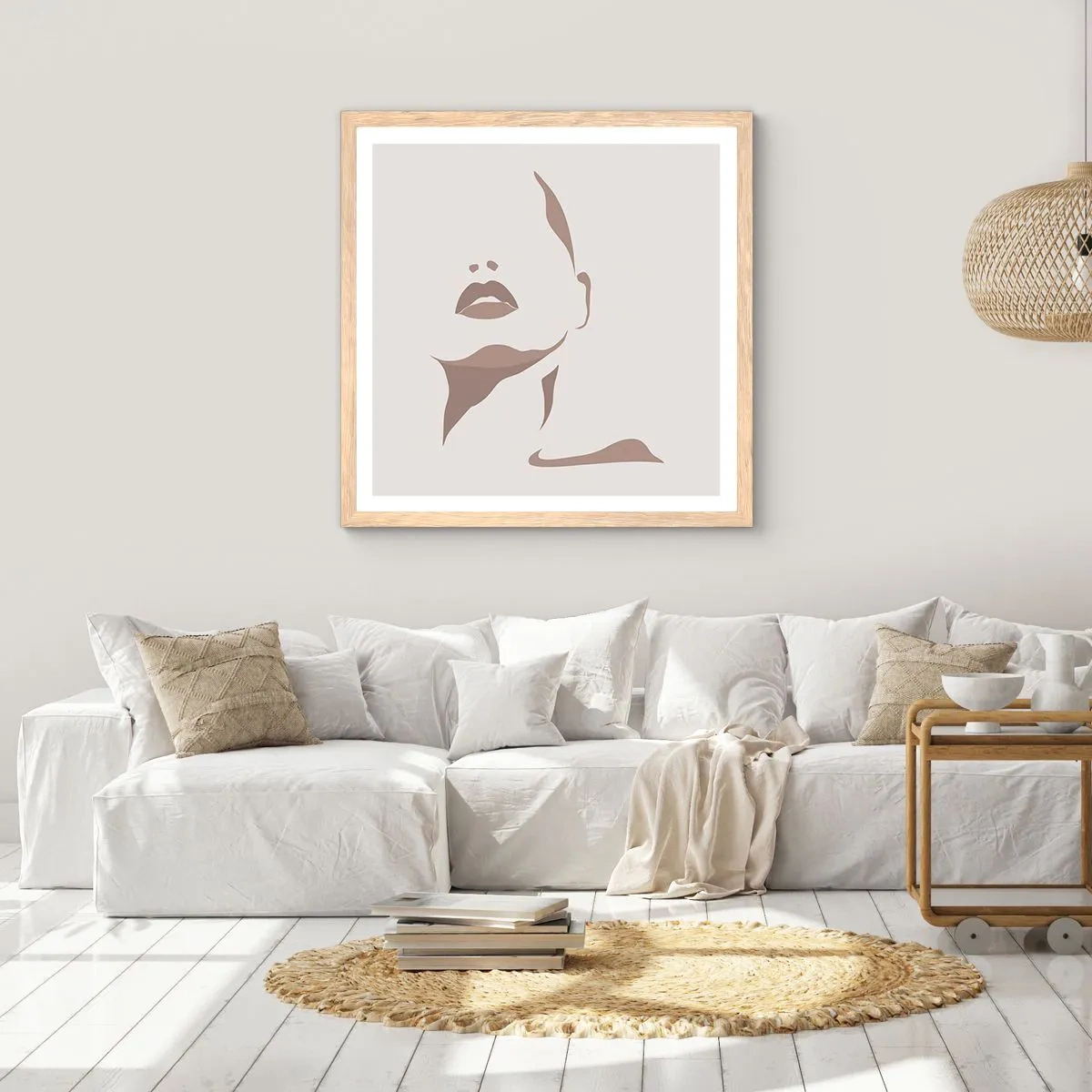 Poszter világos tölgy keretben -  Fényből és árnyékból létrehozott - 40x40 cm