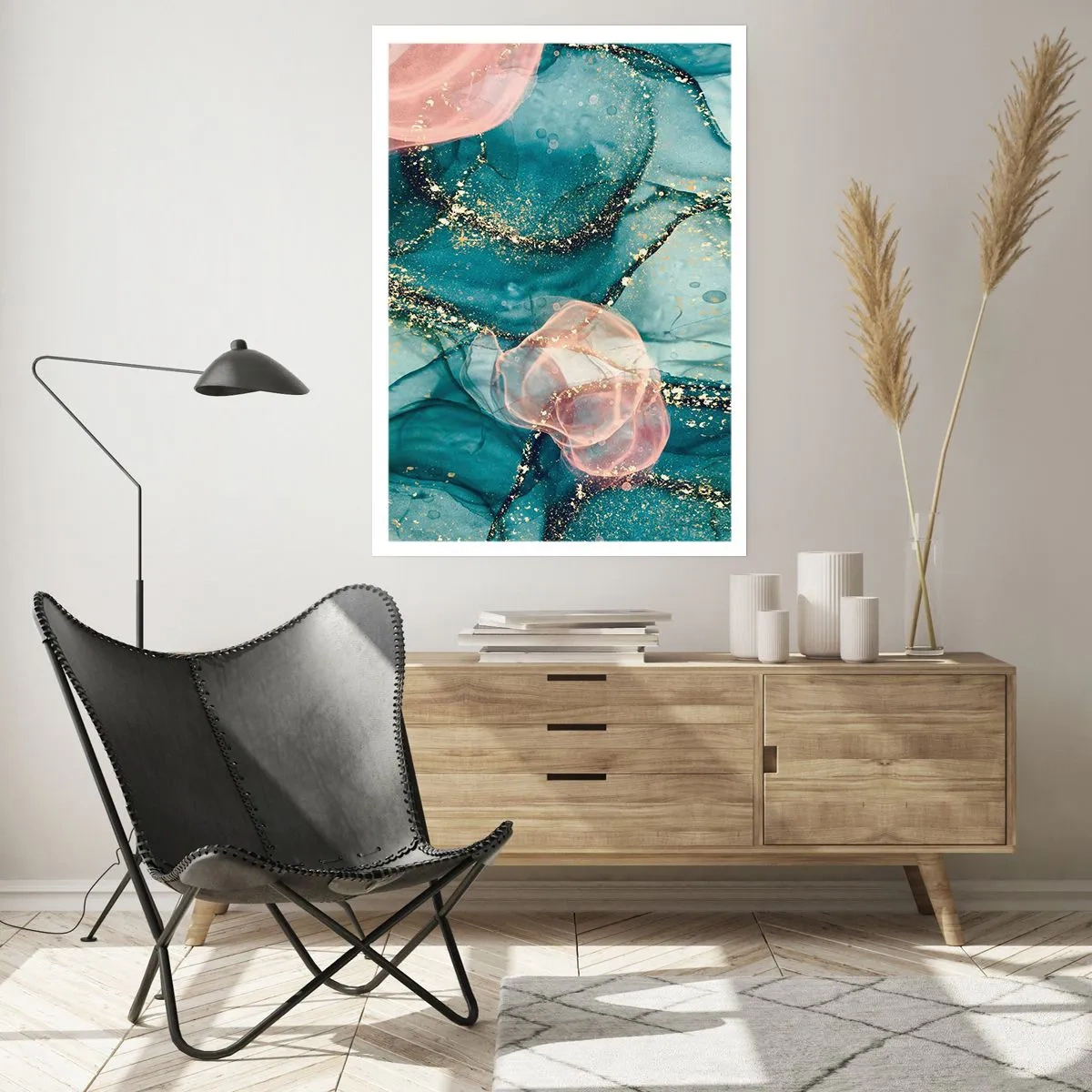 Poszter - Selyemkék, tüll rózsaszín - 70x100 cm
