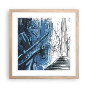 Poszter világos tölgy keretben - Városi rapszódia - 40x40 cm