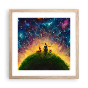 Poszter világos tölgy keretben - Szerelem és barátság – az egész világ - 40x40 cm