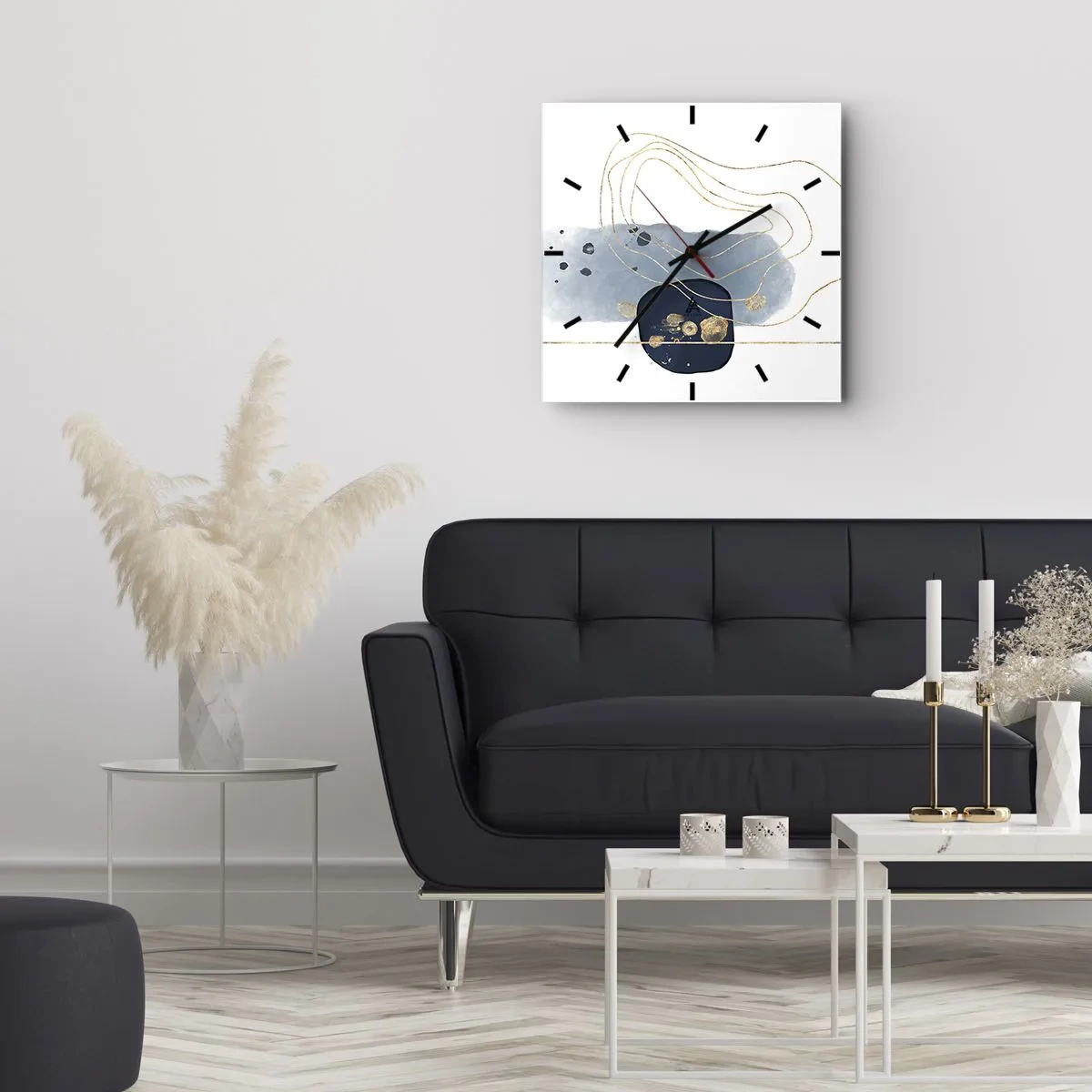 Falióra, Óra - Kékes-arany fantázia - 40x40 cm