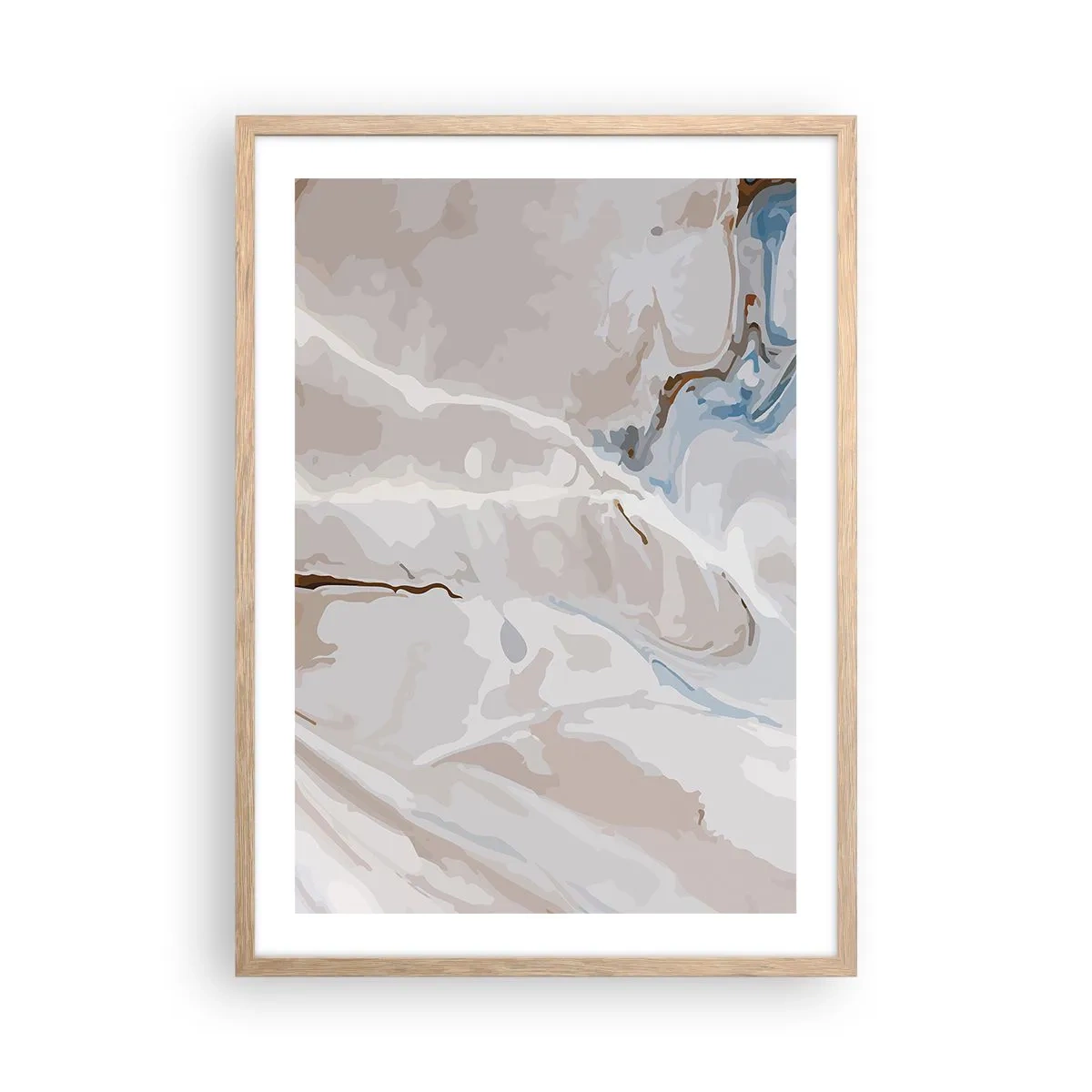 Poszter világos tölgy keretben - Kék kanyarog a fehér alatt - 50x70 cm