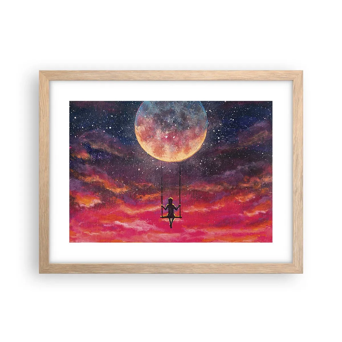 Poszter világos tölgy keretben - Álmodozva - 40x30 cm