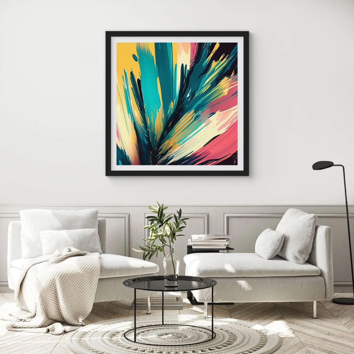 Poszter fehér keretben - Kompozíció - az öröm robbanása - 60x60 cm