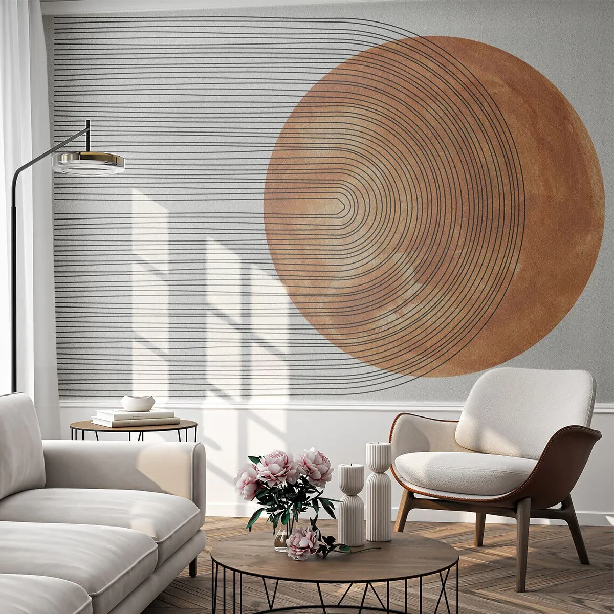 Fotótapéta Premium Sand - Egy napsütéses kompozíció - Boho, Nap, Minimalizmus - 100x70 cm