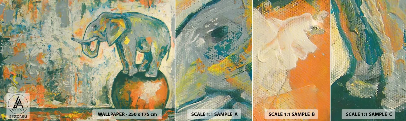 Fotótapéta Minta Standard Eco - Éljen a cirkusz! - Absztrakció, Elefánt, Cirkusz - 100x30 cm