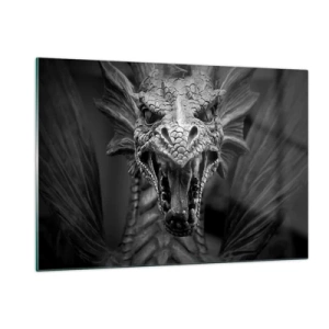 Üveg kép - Mesebeli sárkány szürke színben - 120x80 cm