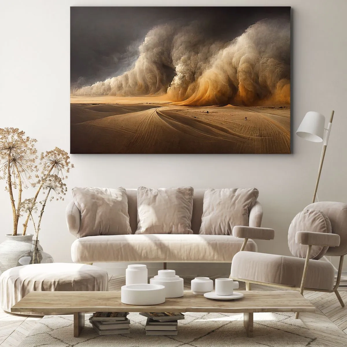 Vászonkép - Lenyűgöző homokvihar a sivatagban - 70x50cm - A sivatag haragja - Modern fali dekoráció nappalihoz és hálószobához ARTTOR