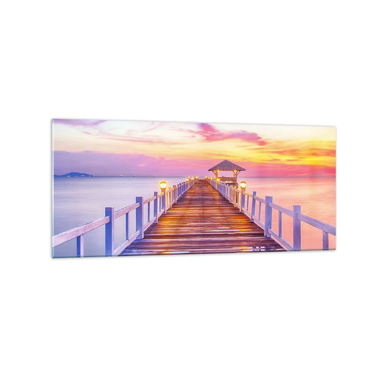 Üveg kép - Az est lilás-arany csendje - 120x50 cm