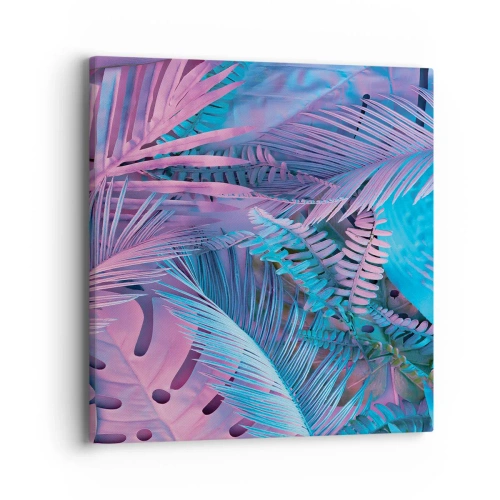 Vászonkép - Trópusok rózsaszínben és kékben - 40x40 cm