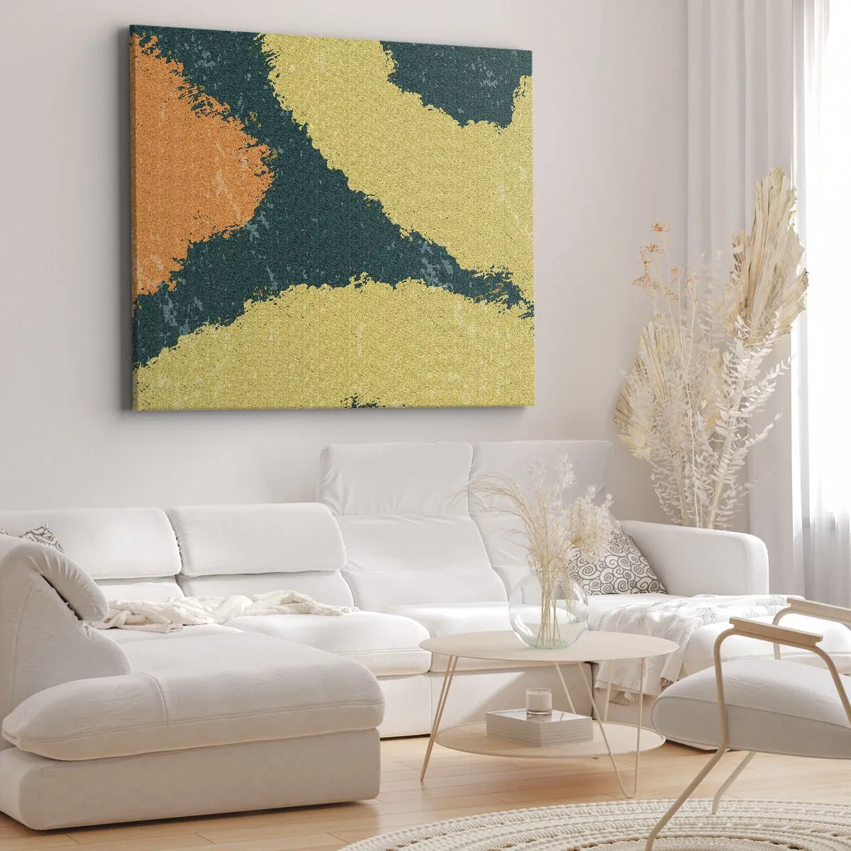 Vászonkép - Absztrakt foltok földes és zöld színekben - 70x50cm - Absztrakció - lassú mozgás - Modern fali dekoráció nappalihoz és hálószobához ARTTOR