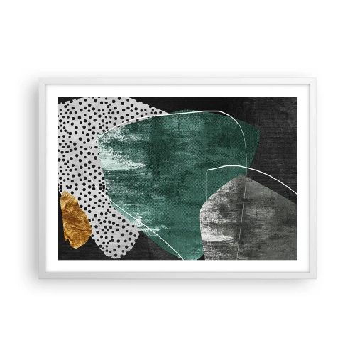 Poszter fekete keretben - Színes absztrakció aranypehellyel - 70x50 cm