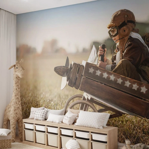 Öntapadós Fotótapéta Deluxe Sticker - Indulás egy álom felé - Fiú, Repülőgép, Szüret - 250x175 cm
