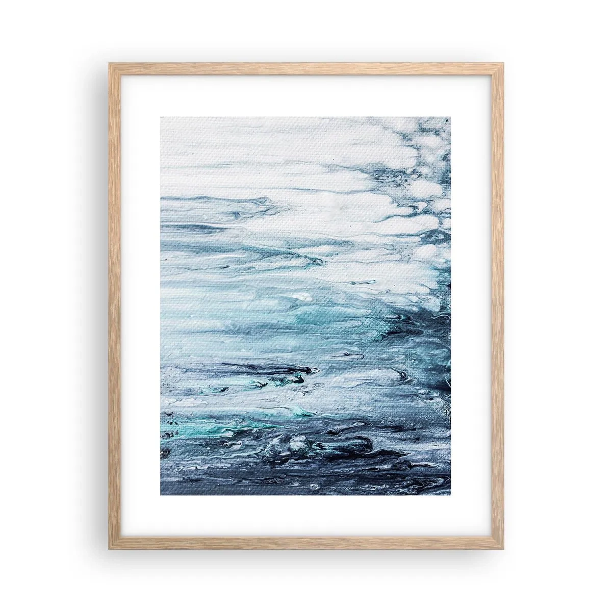 Poszter világos tölgy keretben - Kék jégcsapok - 40x50 cm