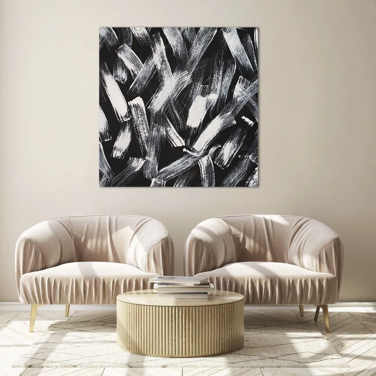 Üveg kép - Absztrakció az ipari szellemben - 70x70 cm