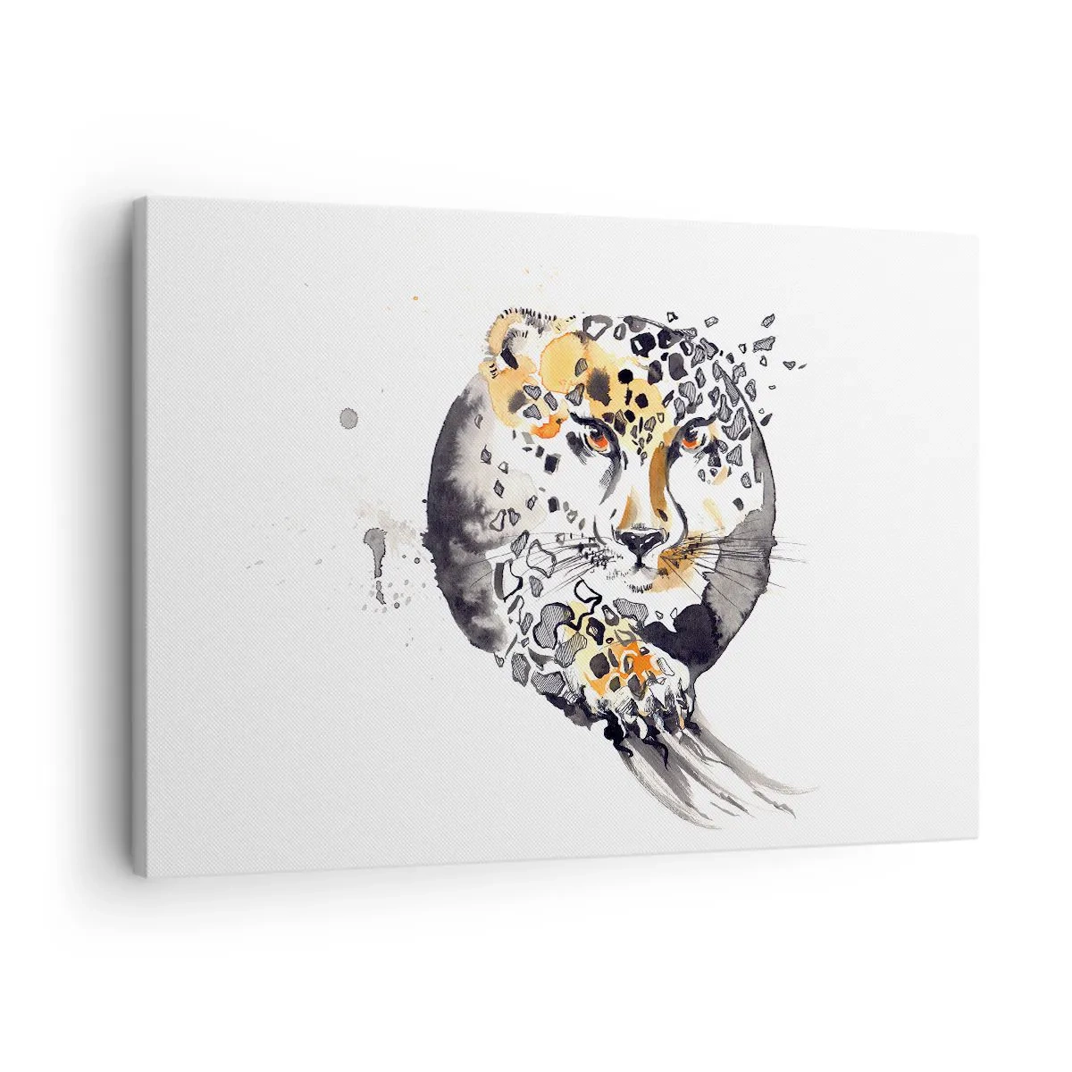 Vászonkép - Művészi akvarellfestmény gepárd motívummal - 70x50cm - Ragadozó szépség - Modern fali dekoráció nappalihoz és hálószobához ARTTOR