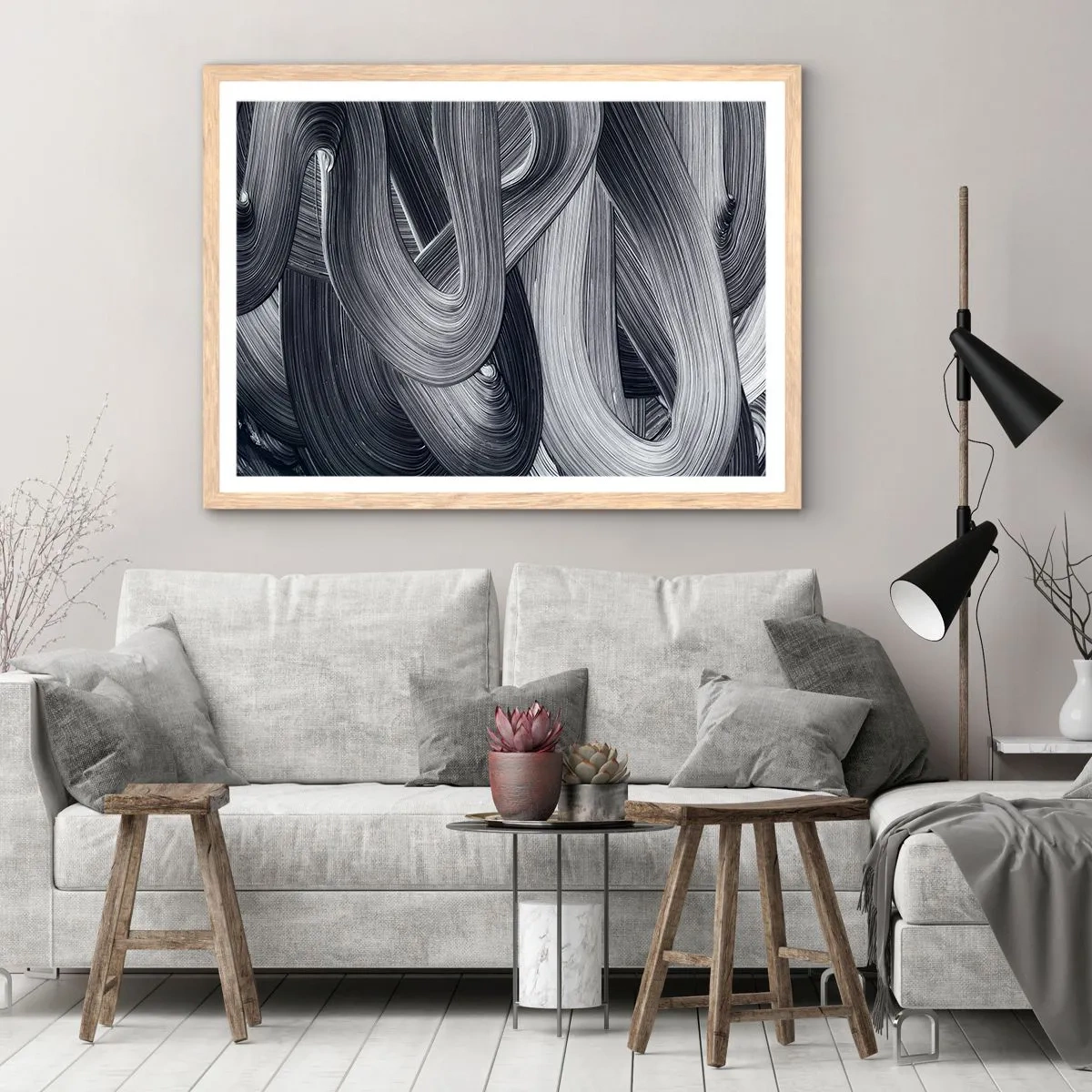 Poszter világos tölgy keretben - A valóság folyékonysága - 40x30 cm