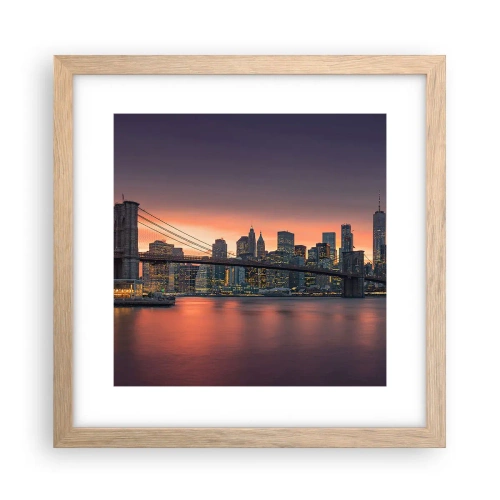 Poszter világos tölgy keretben - Lila csendbe merülve - 30x30 cm