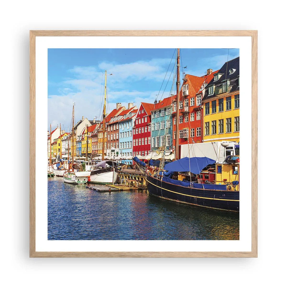 Poszter világos tölgy keretben - Örömteli rakpart - 60x60 cm
