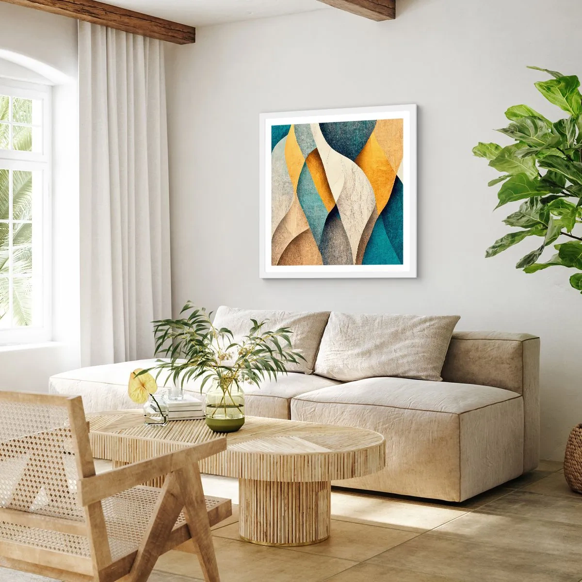 Poszter fekete keretben - Ritmus és hullámzás - 60x60 cm