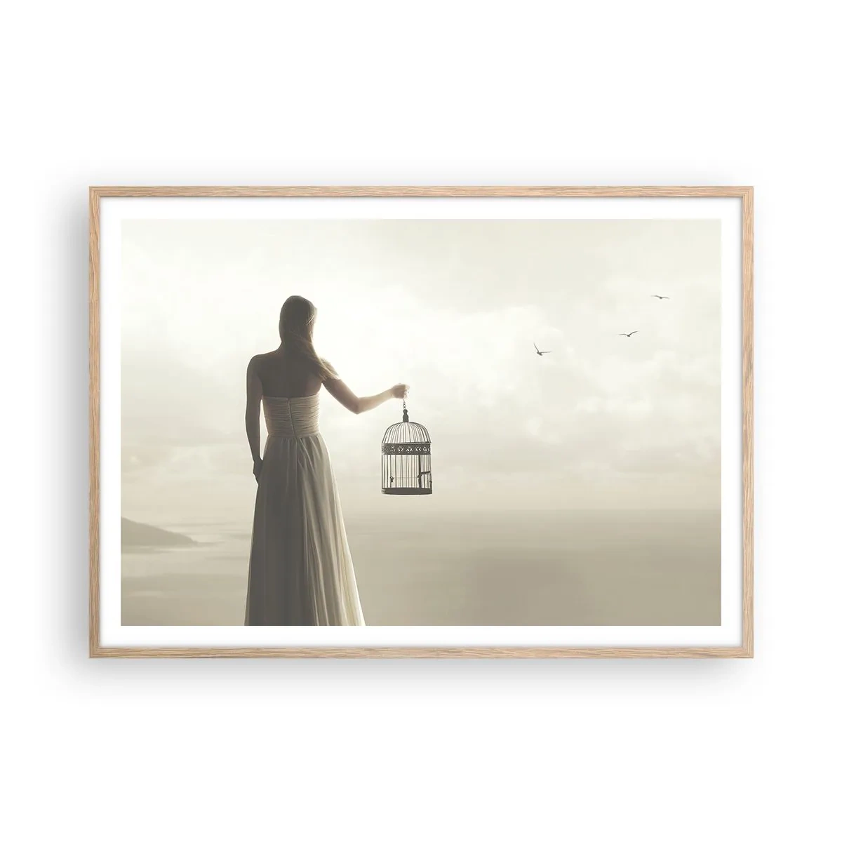 Poszter világos tölgy keretben - Légy szabad - 100x70 cm