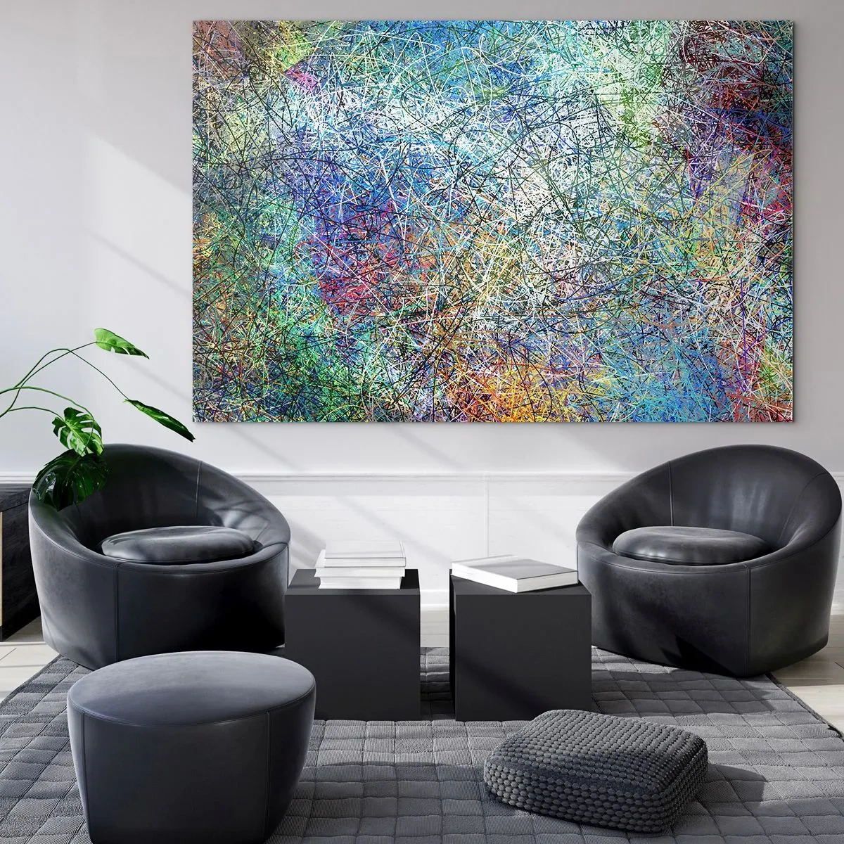 Üveg kép - Színes absztrakció dinamikus vonalakkal - 70x50cm - Ez nem olyan egyszerű - Modern fali dekoráció nappalihoz és hálószobához ARTTOR