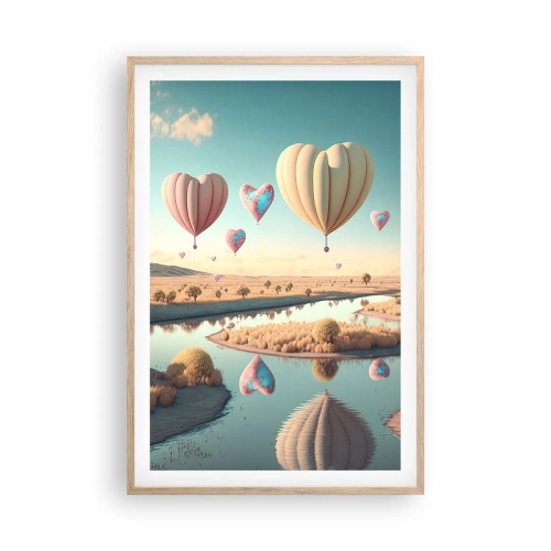 Poszter világos tölgy keretben - A szerelem szárnyalni hagy - 61x91 cm