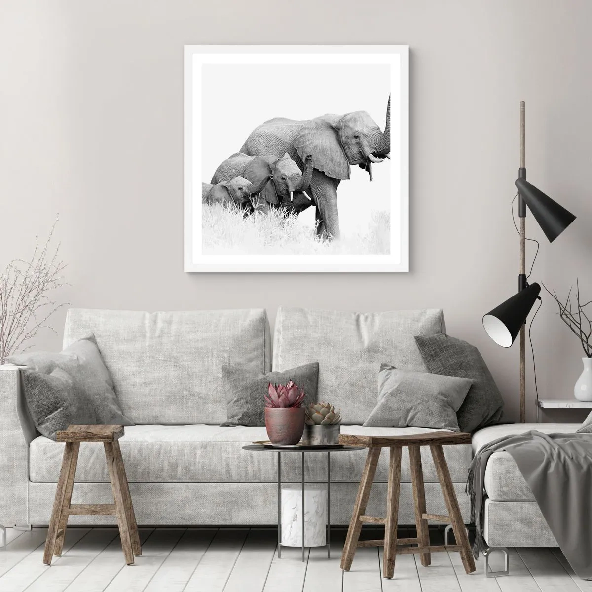 Poszter fekete keretben - Egy, kettő, három - 50x50 cm