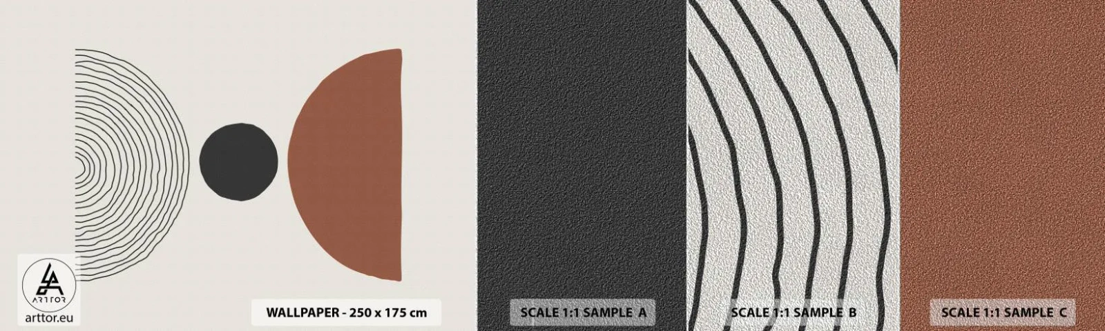 Fotótapéta Minta Premium Sand - A figyelem középpontjában - Absztrakció, Darab, Félkörök - 100x30 cm
