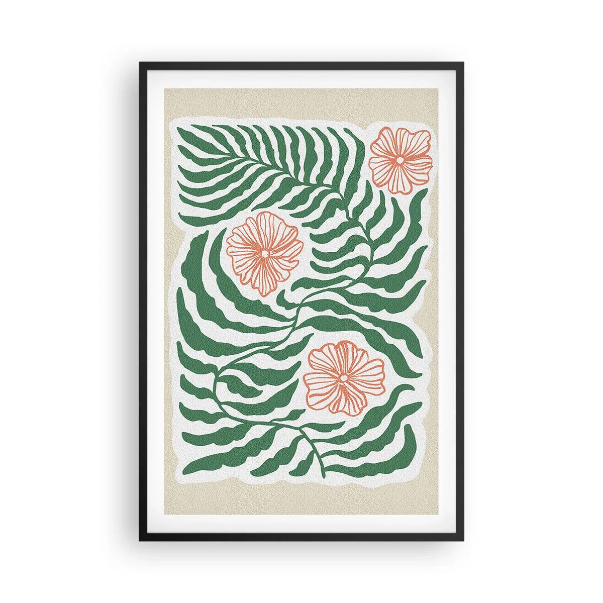 Poszter fehér keretben - Zöldben virágzó - 61x91 cm