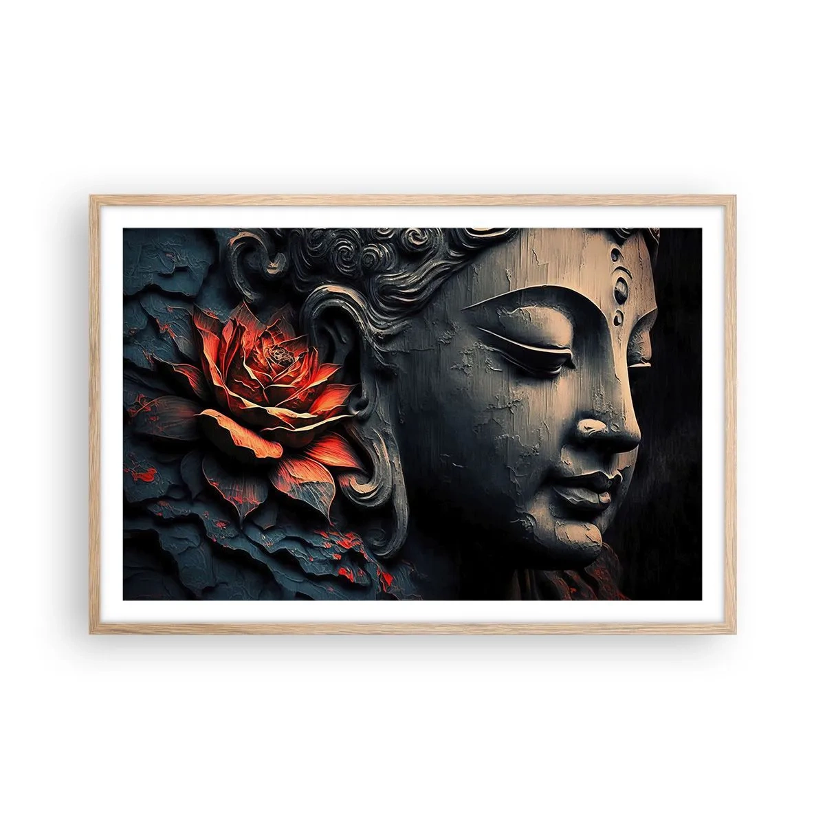 Poszter világos tölgy keretben - Összhangban a világgal - 91x61 cm