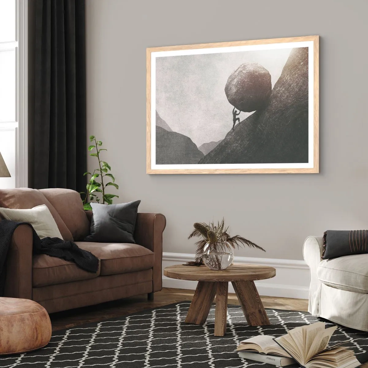 Poszter világos tölgy keretben - Hiszek minden remény ellenére - 91x61 cm