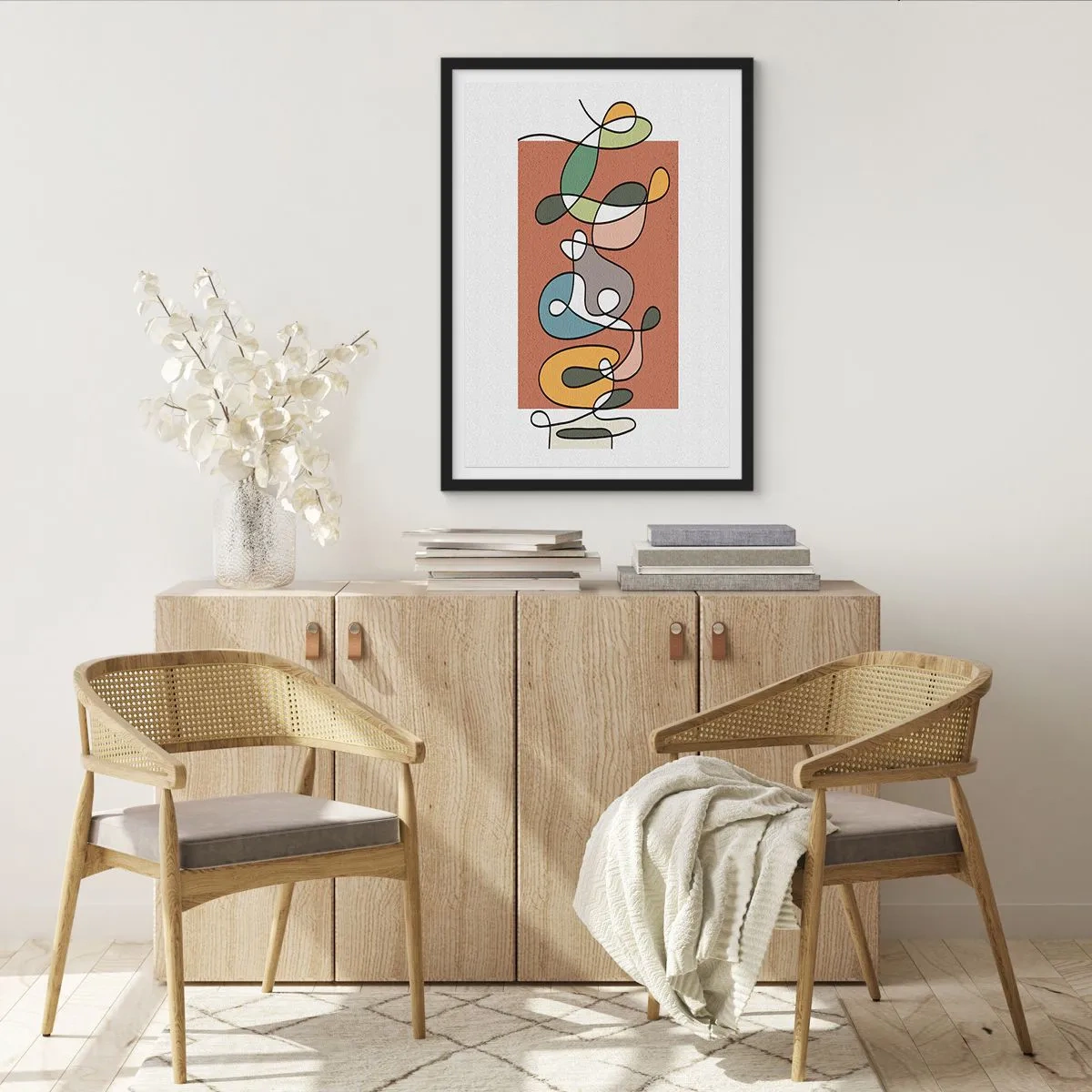 Poszter fehér keretben - Absztrakció: színes kuszaság - 30x40 cm