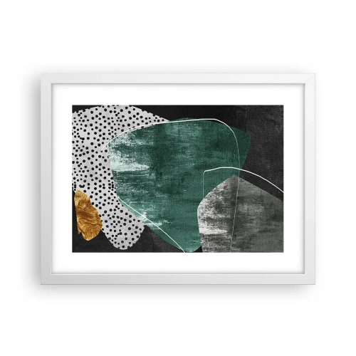 Poszter fekete keretben - Színes absztrakció aranypehellyel - 40x30 cm