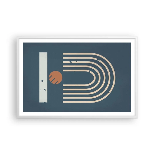 Poszter fekete keretben - Geometria sötétkék háttéren - 91x61 cm