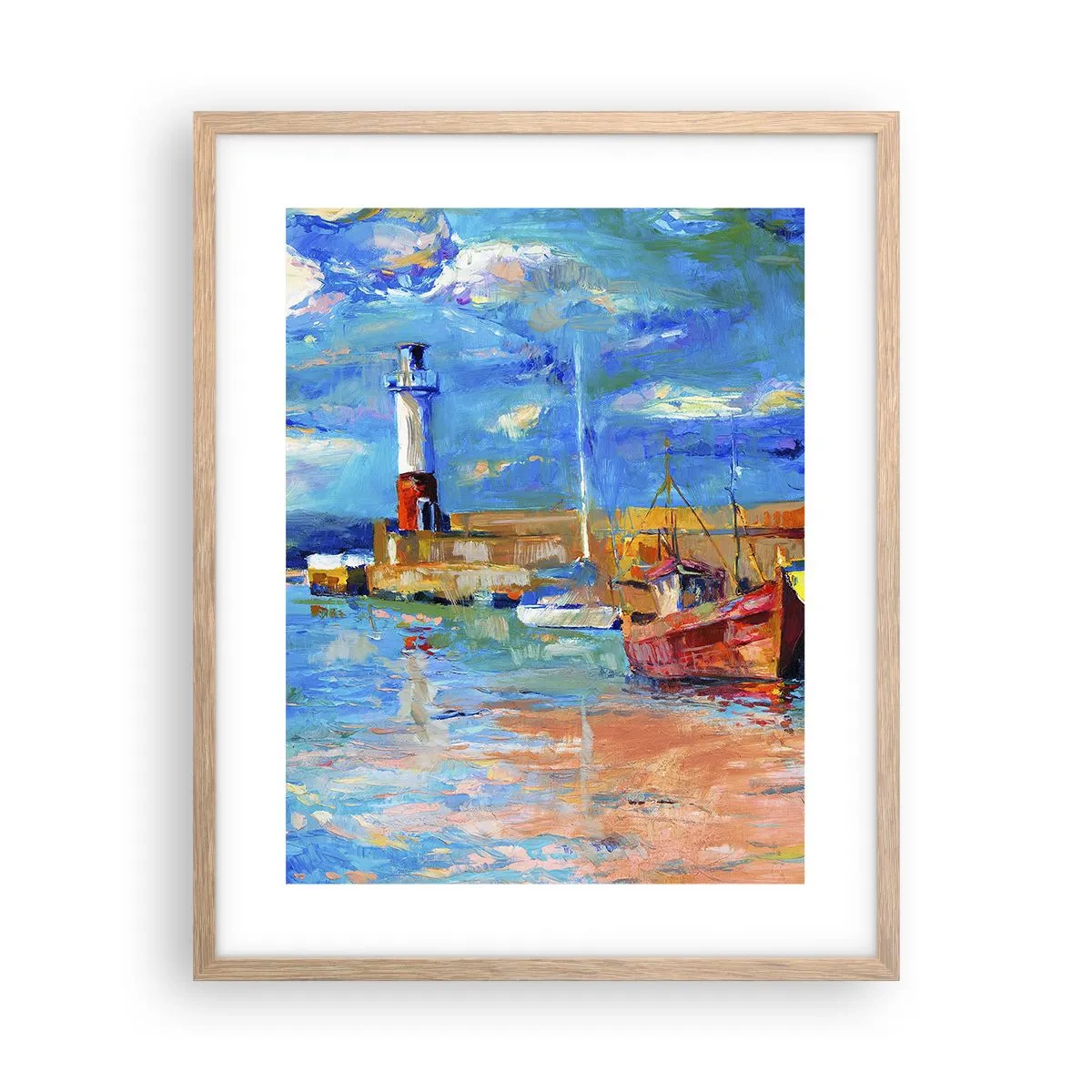 Poszter világos tölgy keretben - Egy délután a szivárványos öbölben - 40x50 cm