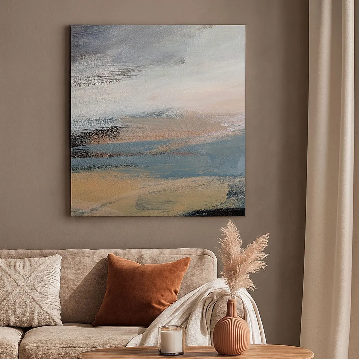 Vászonkép - Absztrakció: északi táj - 30x30 cm