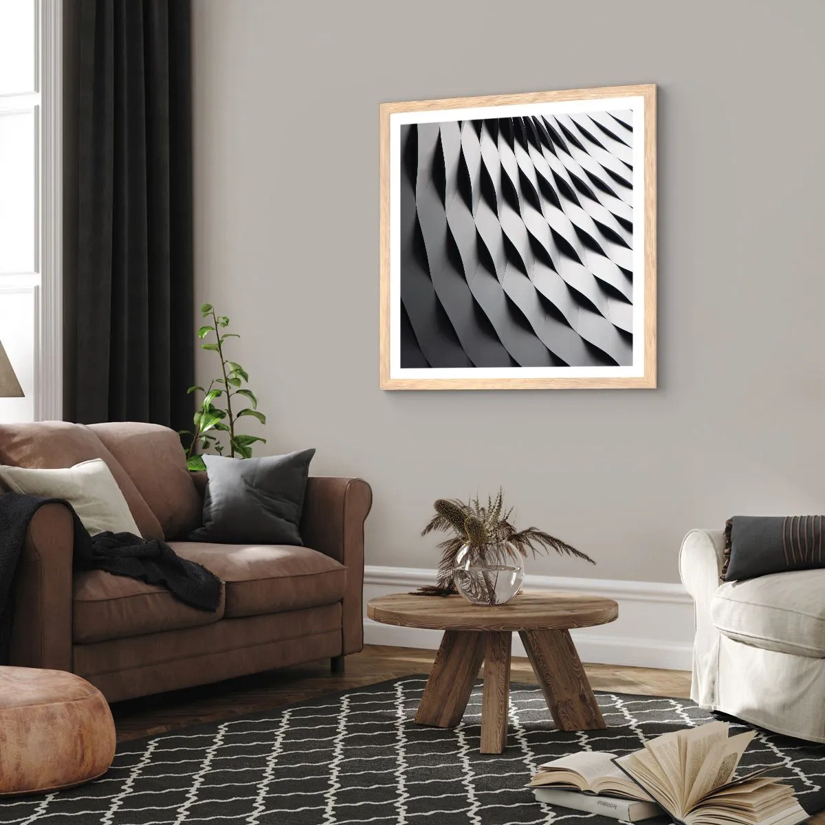 Poszter világos tölgy keretben - A hullámok felszínén - 60x60 cm