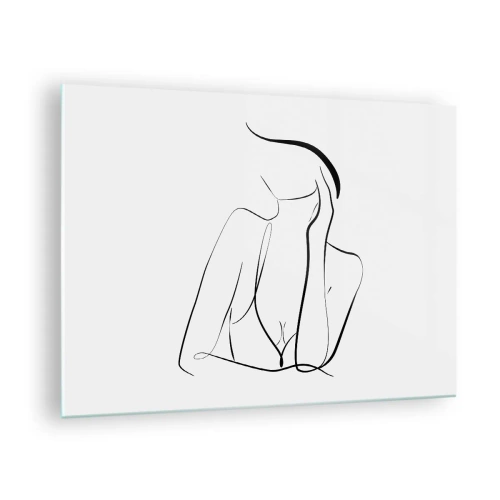 Üveg kép - Egy egyszerű vonal, amely a test körvonalait mutatja fekete-fehér árnyalatokban - 70x50cm - Az álmok hullámán - Modern fali dekoráció nappalihoz és hálószobához ARTTOR
