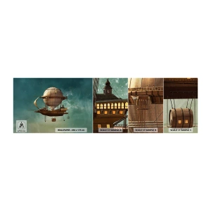 Fotótapéta Minta Öntapadós Deluxe Sticker - Julius Verne üdvözöl - Retro, Utazás, Ballon - 100x30 cm