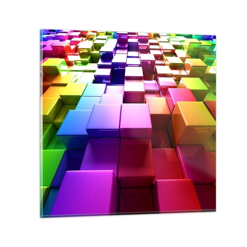 Üveg kép - Op-art együtt egy csapatban - 70x70 cm