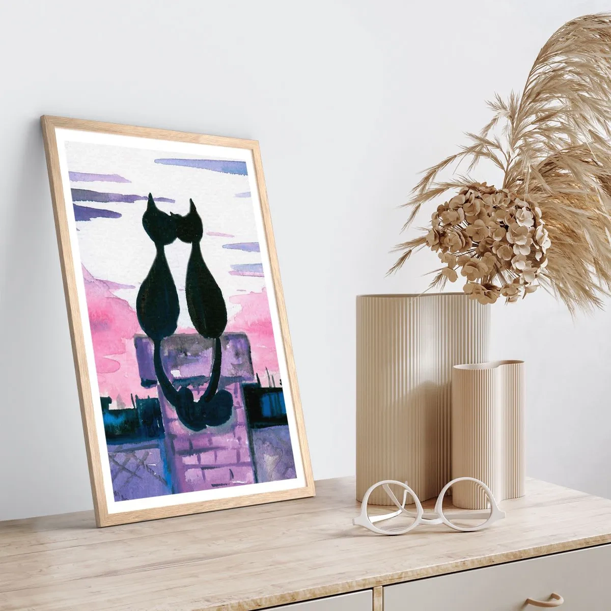 Poszter világos tölgy keretben - Rendez-vous a holdfénynél - 40x50 cm