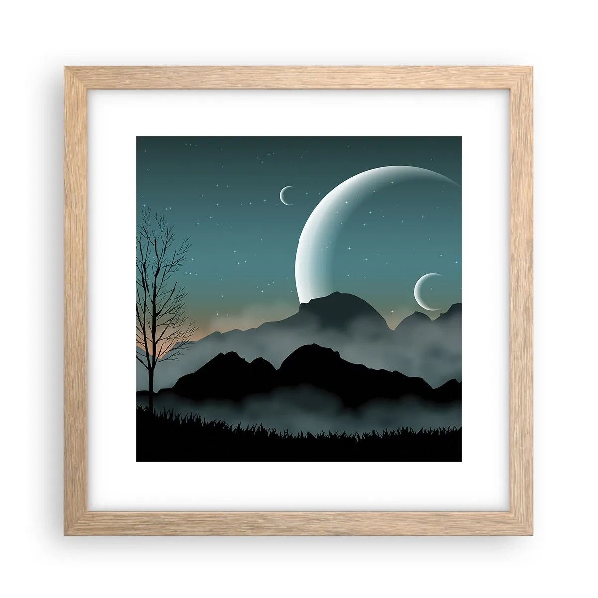 Poszter világos tölgy keretben - Csillagos éj karneválja - 30x30 cm