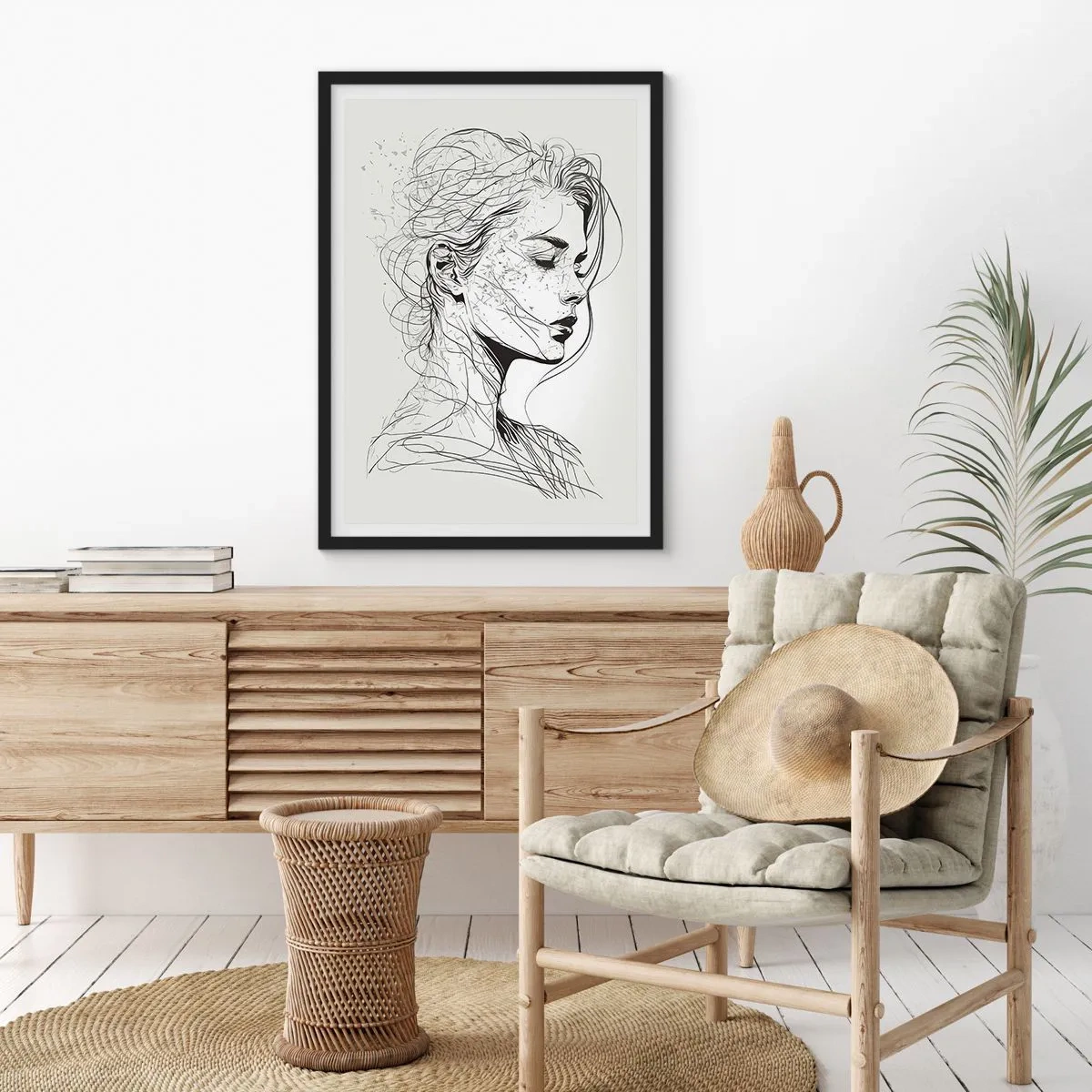 Poszter fehér keretben - Portré álmodozásban - 61x91 cm