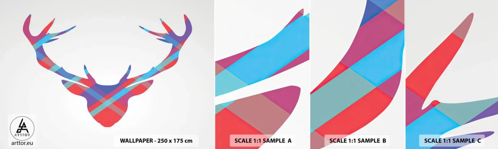 Fotótapéta Minta Öntapadós Deluxe Sticker - skót szarvas - Absztrakció, Szarvas, Agancs - 100x30 cm