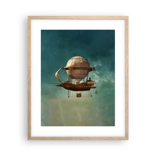 Poszter világos tölgy keretben - Julius Verne üdvözöl - 40x50 cm